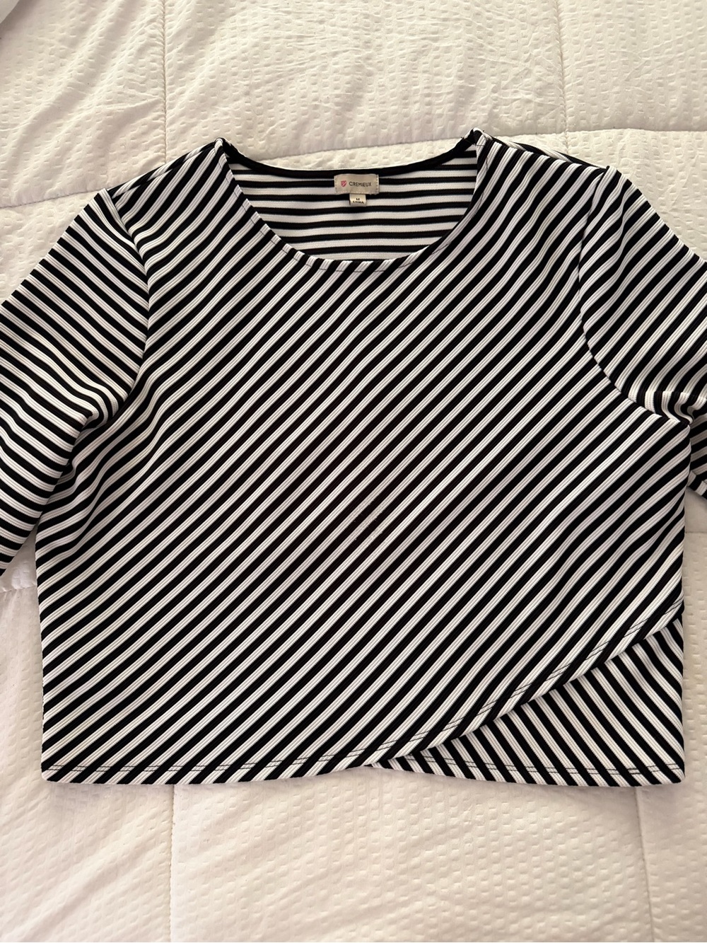 White & Black Striped Women's Top